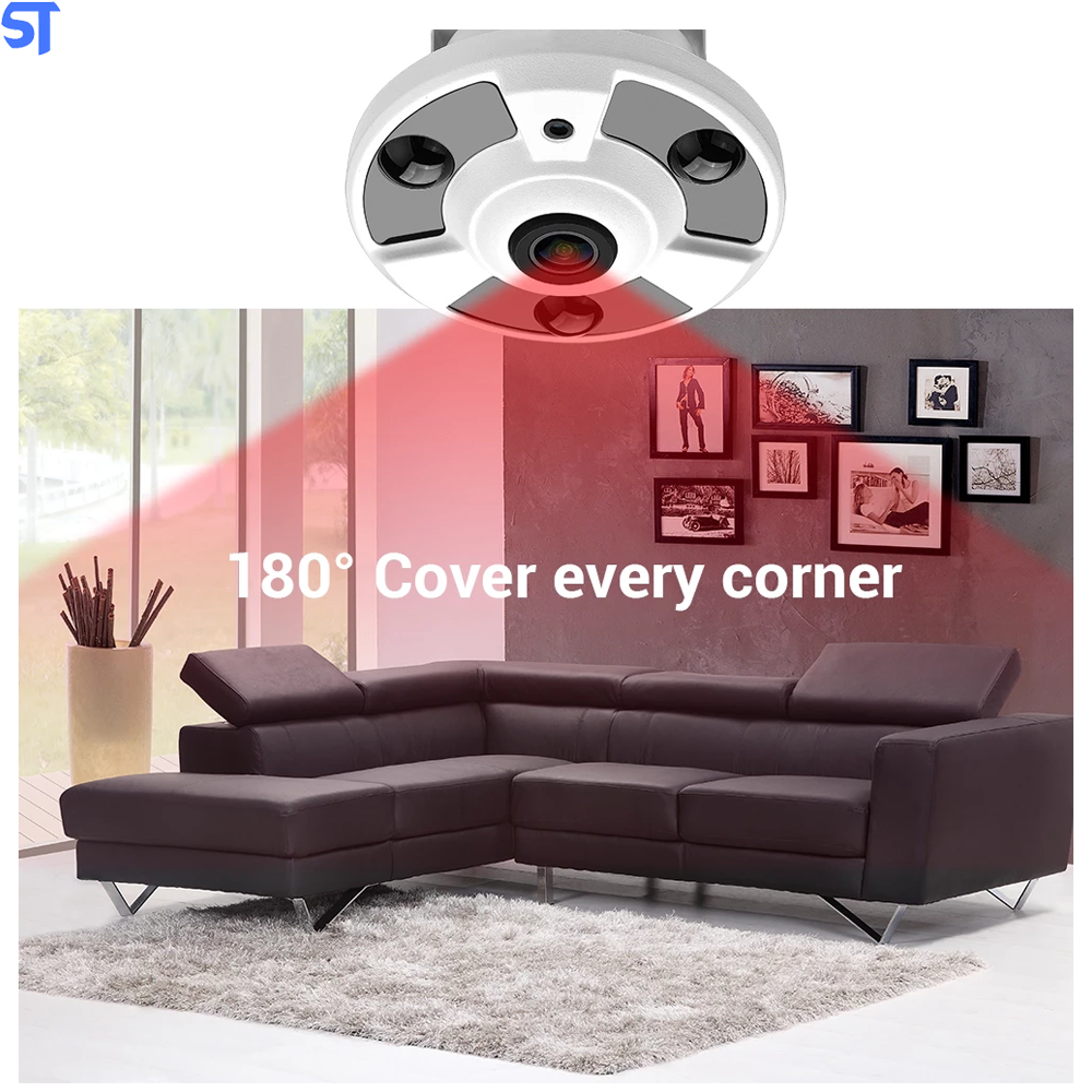 Câmera Ip Poe 48V Lente 1,7mm Hamrolte 8MP 4k  Wi-Fi Interna Detecção Humana Áudio Com Duas Vias- SDQJ3L-I80XM