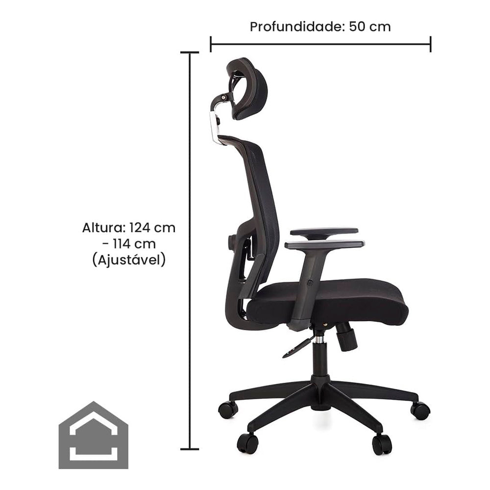 Cadeira Para Escritório Presidente Giratória Ergonômica ANM312 P