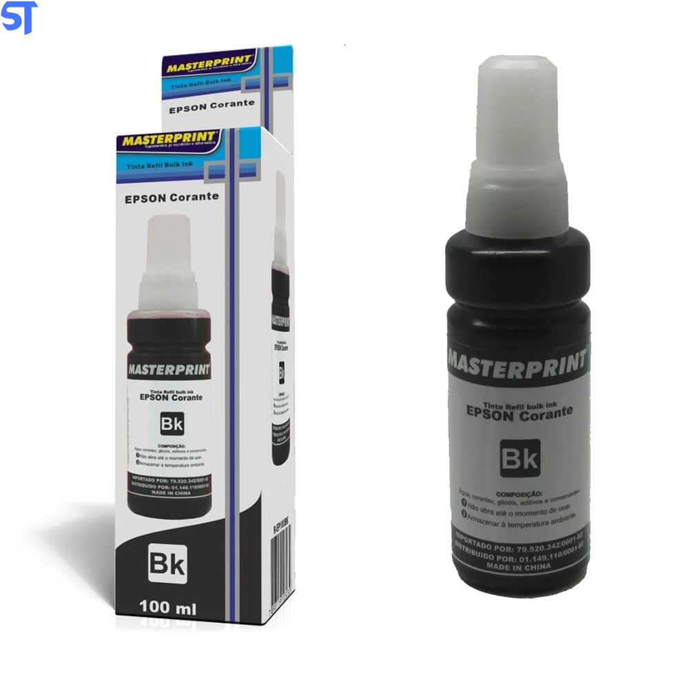 Refil de Tinta Epson Corante MP 664/673 Preto 100ML Masterprint Para Ecotank Epson