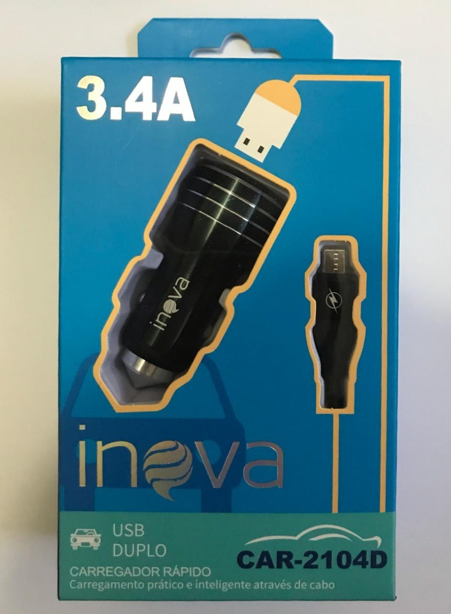 Carregador de Carro Cinzeiro Usb 3.4A Inova Car-2105D