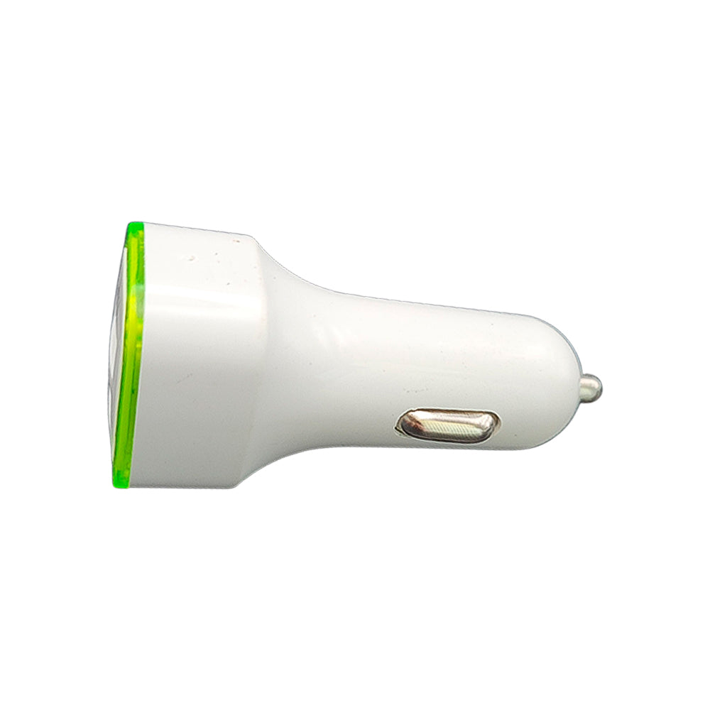 Carregador Veicular Fast Charging Com Duas Portas USB 2.1A/ 1.0A - Branco / Verde Claro