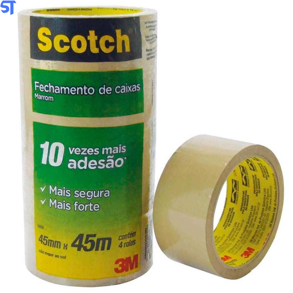 Fita Para Empacotamento PVC 45 x 45 Transparente Escoth 3M ( Pacote com 4 Fitas)
