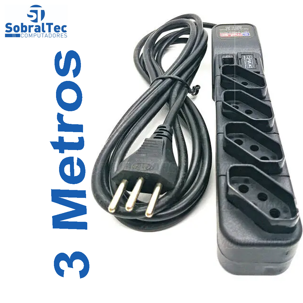 Protetor Eletrico Super Premium 4 Tomadas 3 Metros Emplac