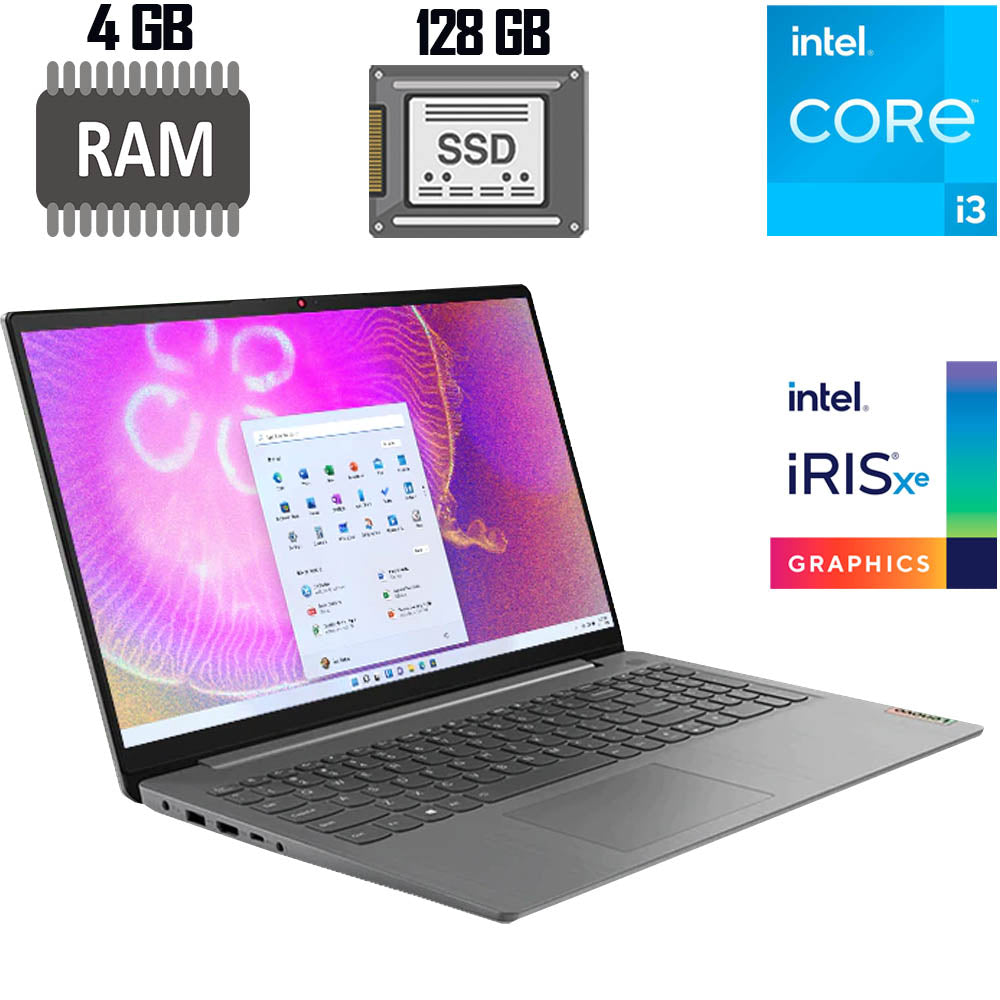 Notebook Lenovo IdeaPad 3i i3-1115G4 4GB 128GB SSD Intel Iris Xe Windows 11 15.6