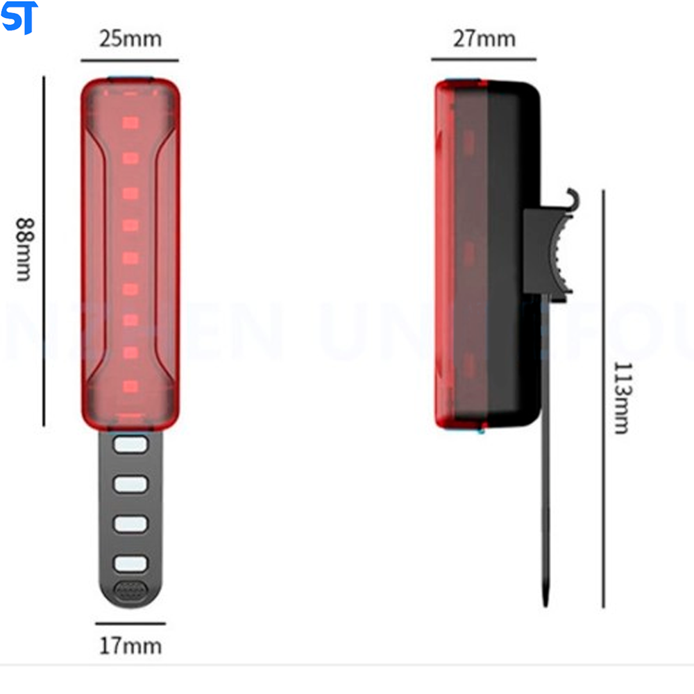 Lanterna Sinalizadora Traseira Led Vermelho De Bicicleta 1200 mAh Recarregável Via USB - Kaipitan- BL-QX-W06
