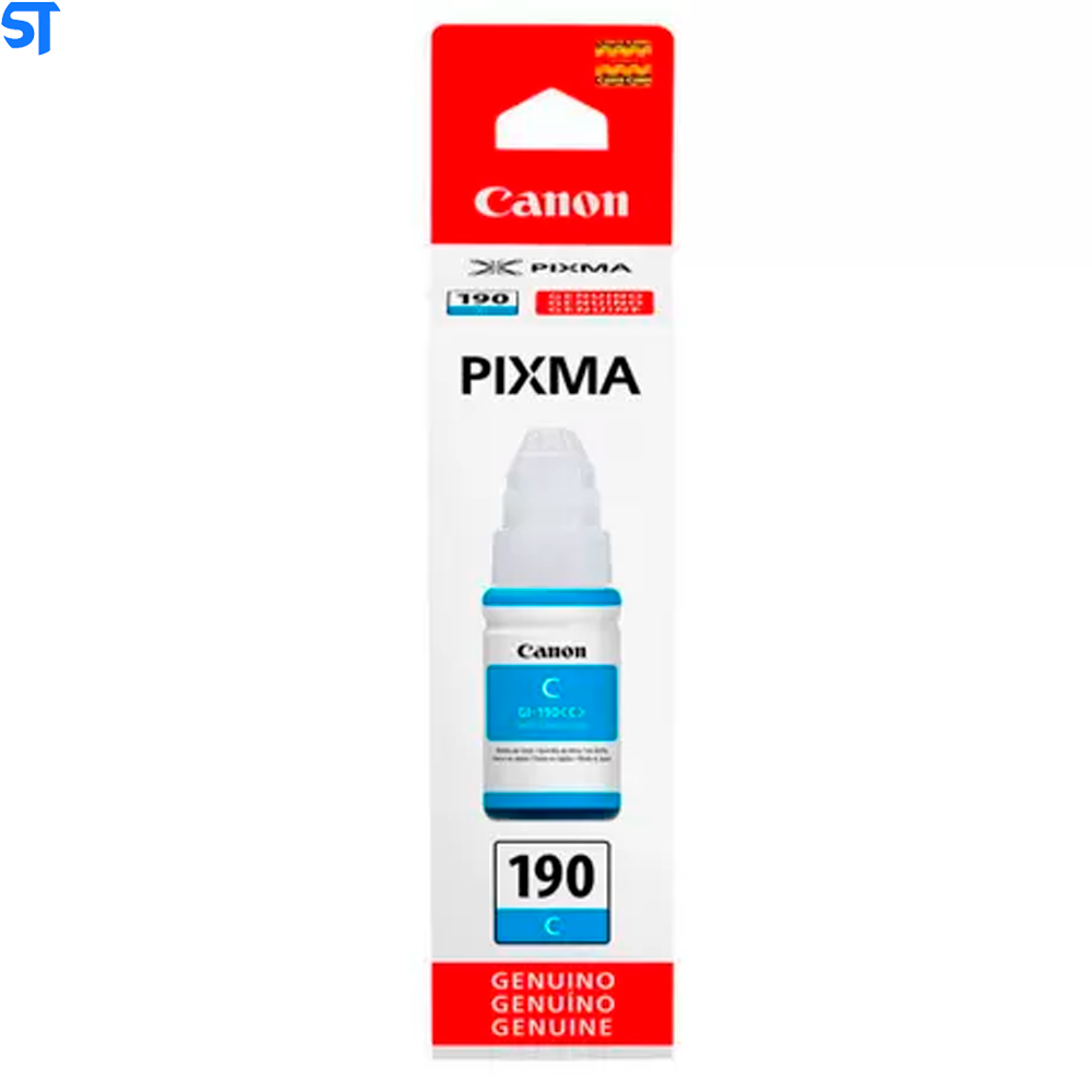 Garrafa de Tinta Canon GI 190C Ciano 7.000 Paginas para G1100 G1110 G2100 G2110 G3100 G3102 G3110 G3111 G4100 G4110