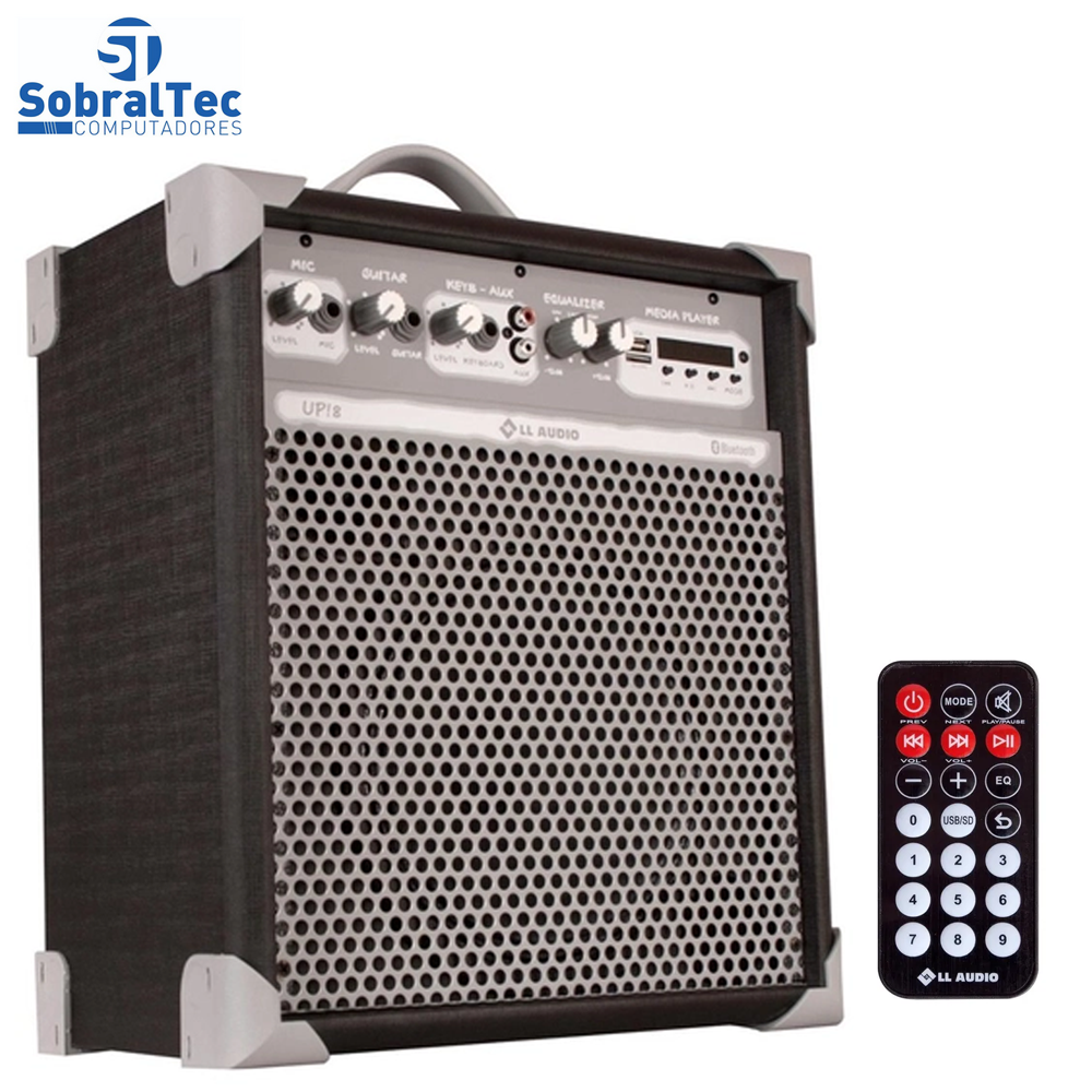 Caixa De Som Amplificada 55w Usb 8 Pol Preto Up8 Ll Áudio