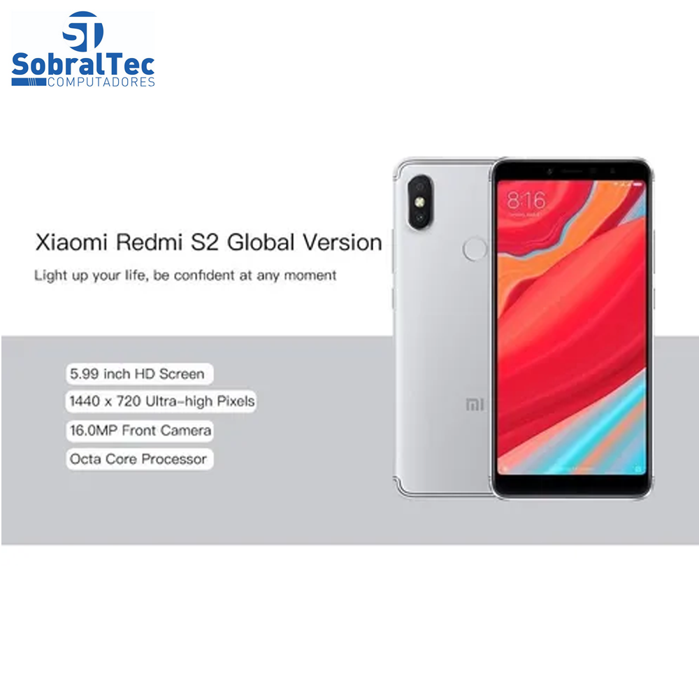 Smartphone Xiaomi Redmi S2 Tela 5.99" Dual-Camera 12/5MP + frontal 16MP (Cinza 4/64GB)