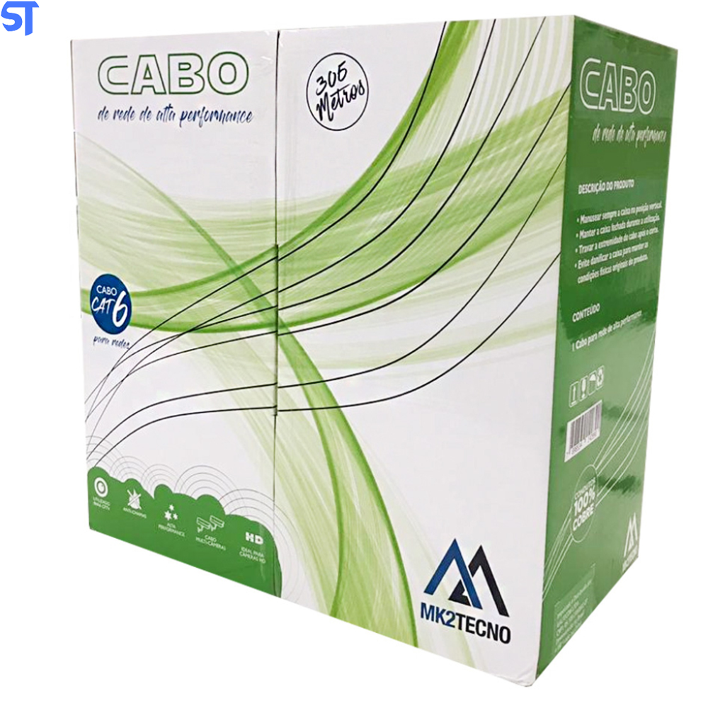 Metro Cabo Rede Cat.6 23AWG 4 Pares UTP/CFTV MK2 VO6 Tecno 1000Mbps 1 Metro