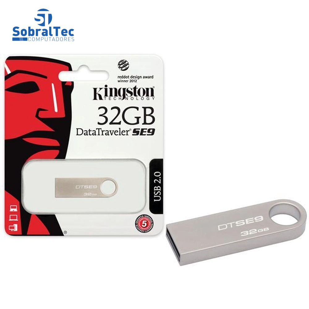 Pen Drive Kingston 32Gb Usb 2.0 Prata Plug And Play DataTraveler SE9 DTSE9H/32GBZ