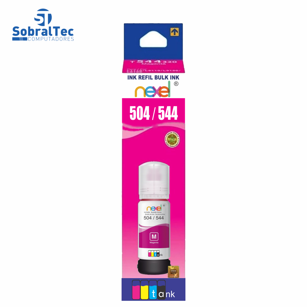 Tinta Refil Bulk Ink  Compativel Epson Corante 70ML Magento - 504/544 Nexel Para Ecotank L3150 / L3110 / L5190 / L3250