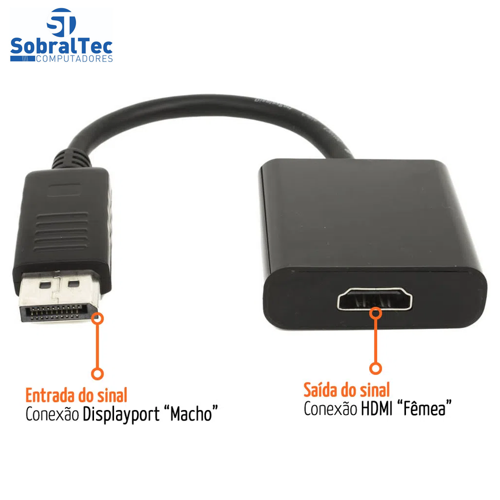 Conversor DisplayPort Para HDMI Fêmea 4k Ultra HD- 30Cm
