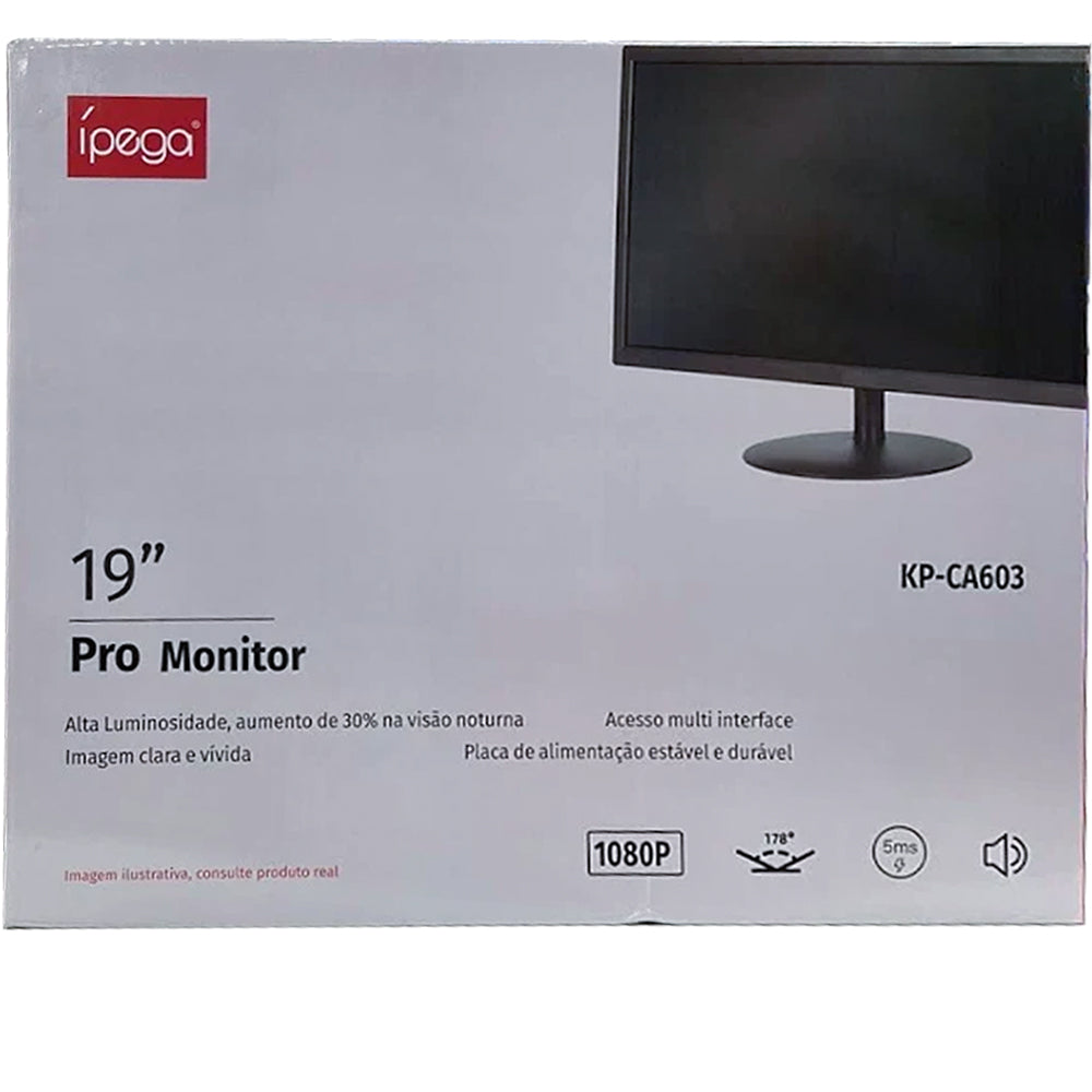 Monitor Pro LED 19 Polegadas HD Com Ajuste de Inclinação de 178 Graus- Knup KP-CA603