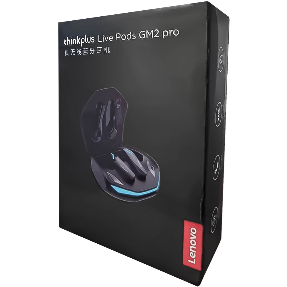 Fones de Ouvido Bluetooth 5.3 Gamer Lenovo Tinkplus GM2 Pro 360° Surround Modo Duplo com Cancelamento de Ruído - Preto