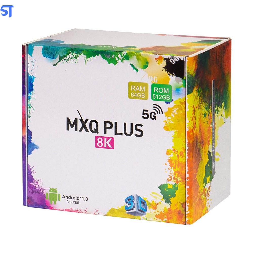Receptor TV Box MXQ Plus 8K 5G 64GB RAM+512GB Memória - Prata
