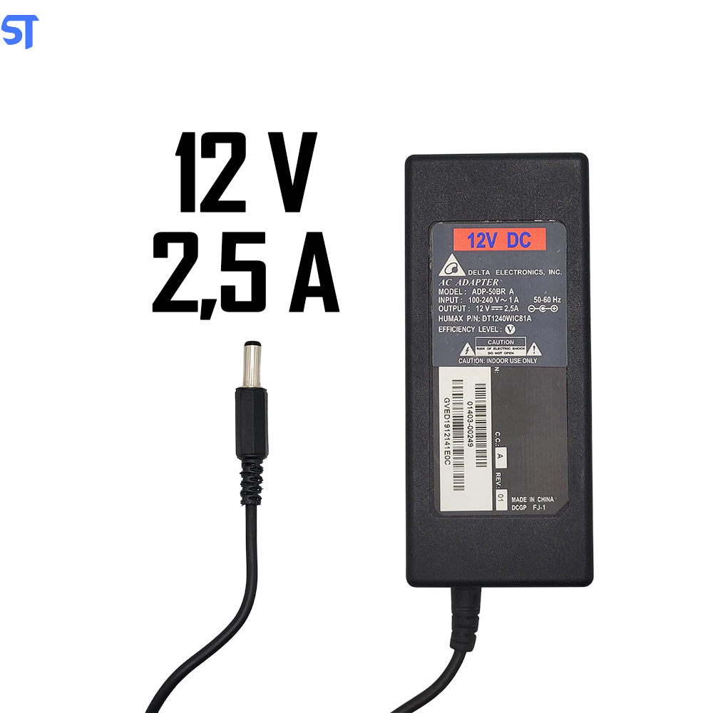 Fonte de Alimentação Delta Eletronics 12V 2.5A Pino 5,3mm x 2,2mm Modelo: ADP-50BR A