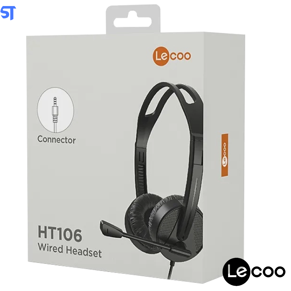 Fone de ouvido Lenovo Lecoo HT106 3,5 mm Com Microfone Ajustável para Chamadas de Voz, Conferêcia