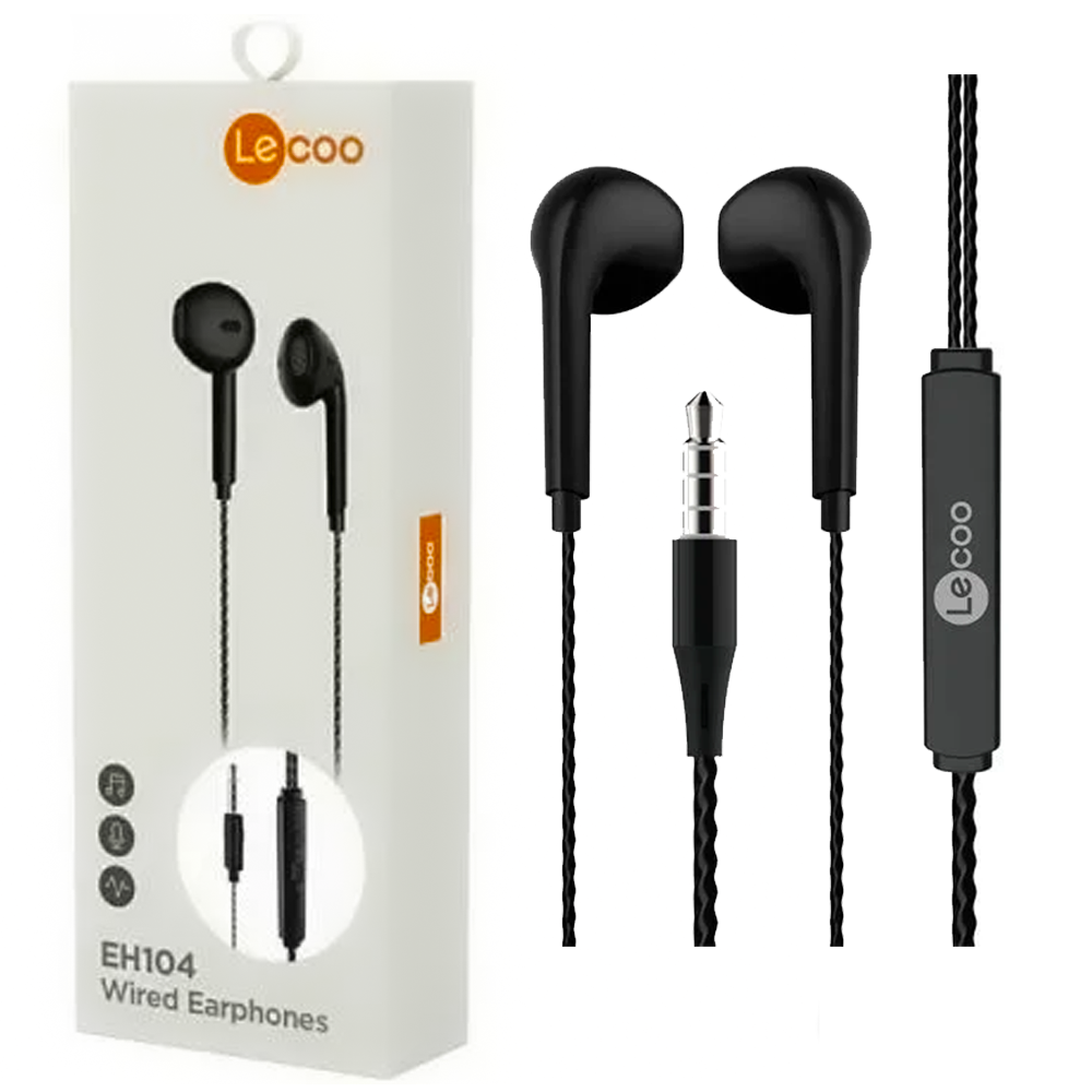 Fone de Ouvido Intra Auricular EH104 Preto Lenovo Lecoo