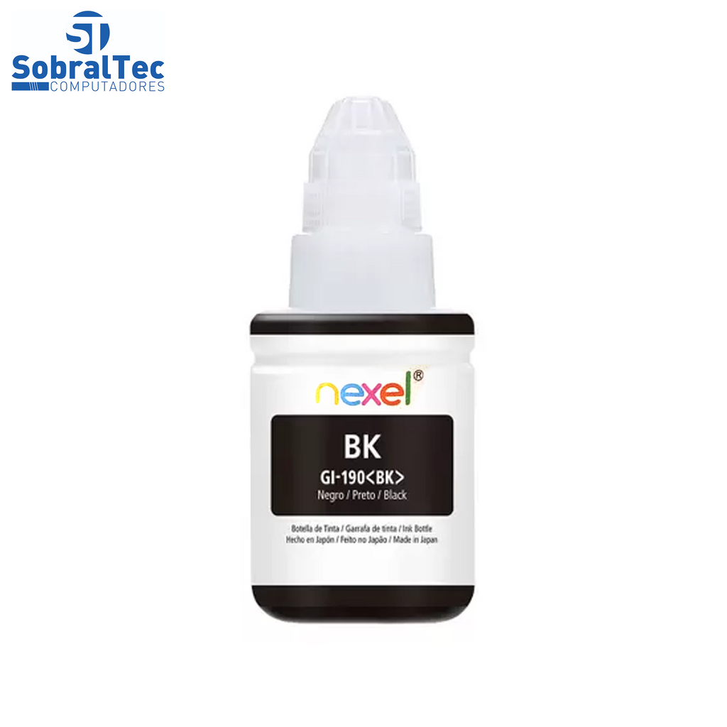 Refil De Tinta Compativel Canon Nexel Preto GL-190 135ML- Para 1100-2100-3100-3102-4100-4102
