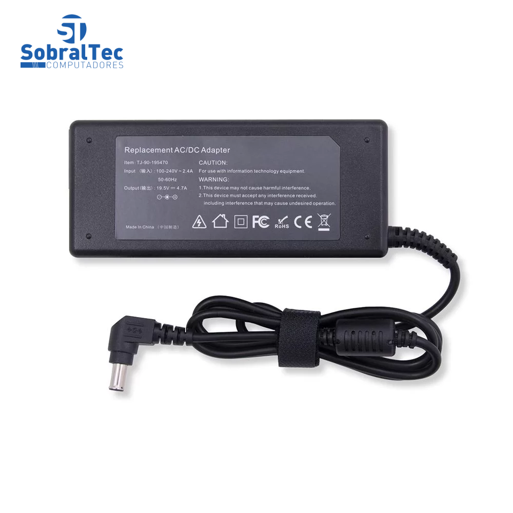 Fonte BringIT Compativel Com Sony Vaio - 19.5V 4.7A 92W - 6.5Mmx4.4Mm - Agulha