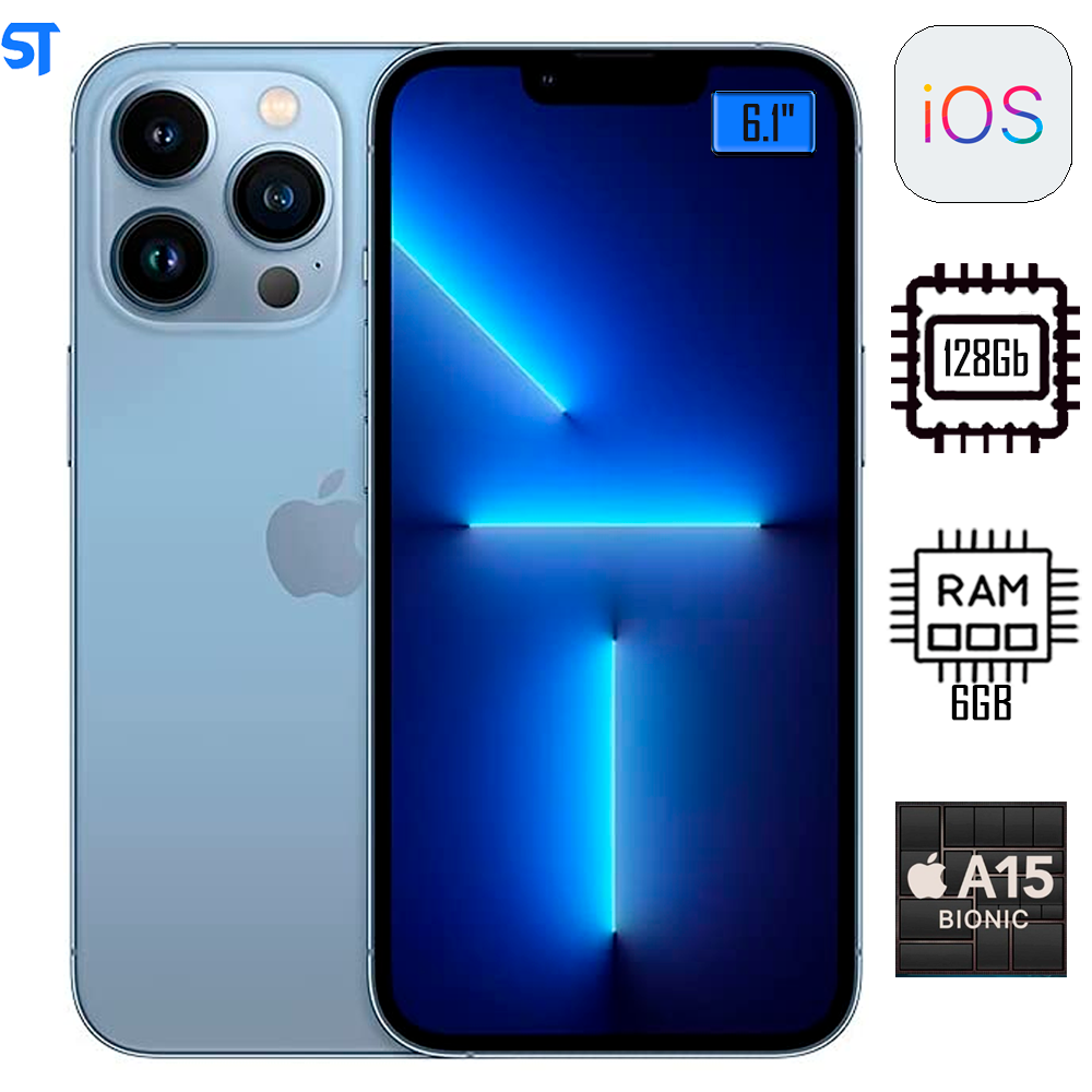 iPhone 13 Pro Apple (128GB) Azul-Sierra, Tela de 6,1