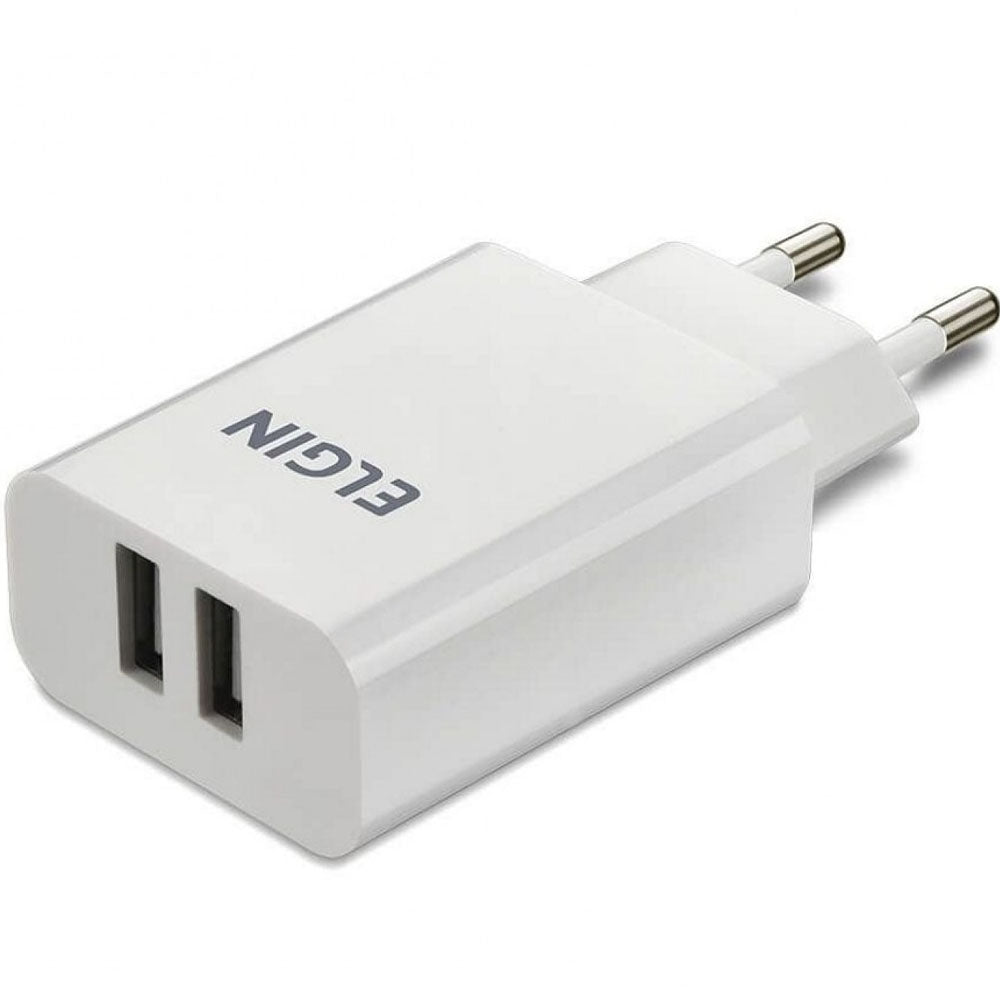 Carregador Com 2 Saida USB Bivolt USB 2A 10W Elgin 46RCT2USB000