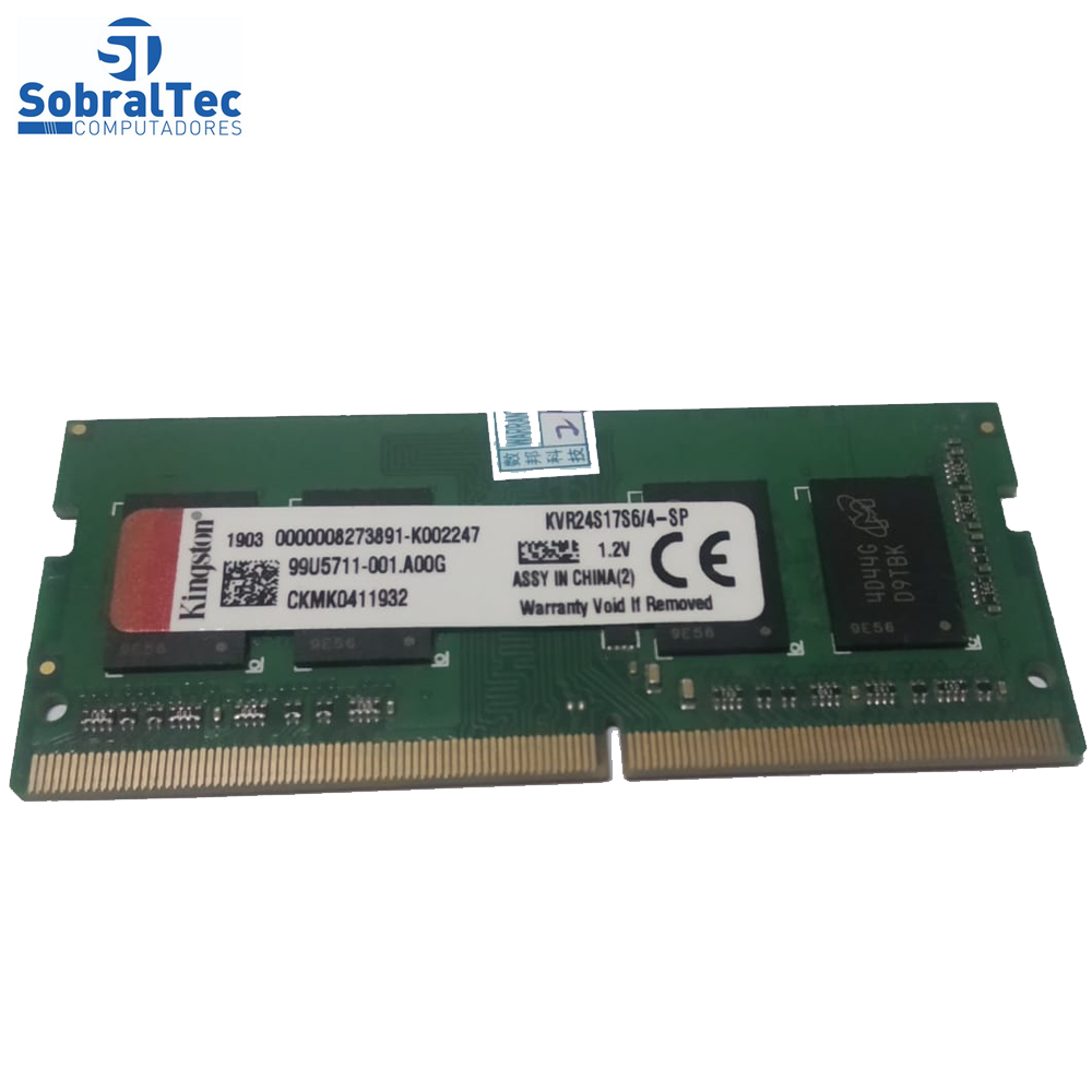 Memoria Ram Notebook 4Gb Ddr4 2400MHz KVR24S17S6/4 Kingston