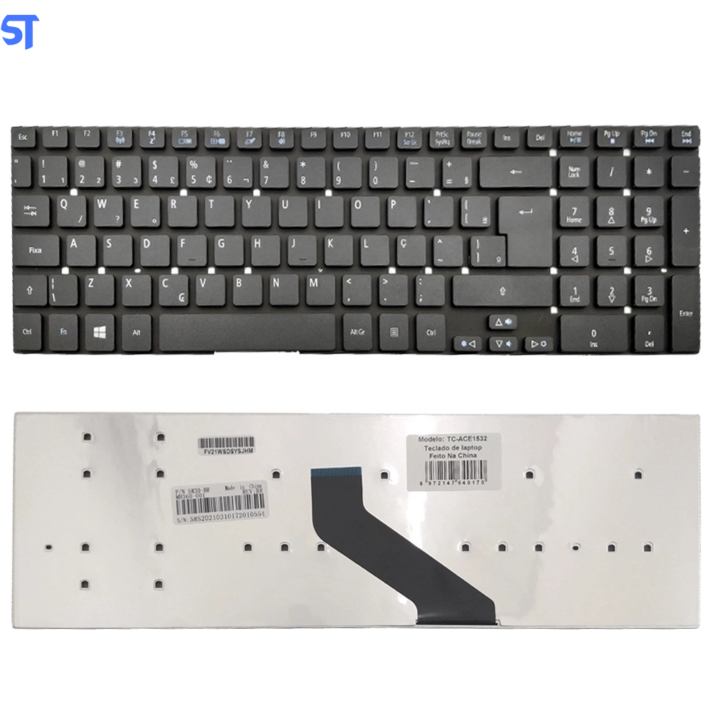 Teclado Notebook Compativel Com Acer Aspire V3-531 V3-551 V3-571 - Black - Br Uk Style