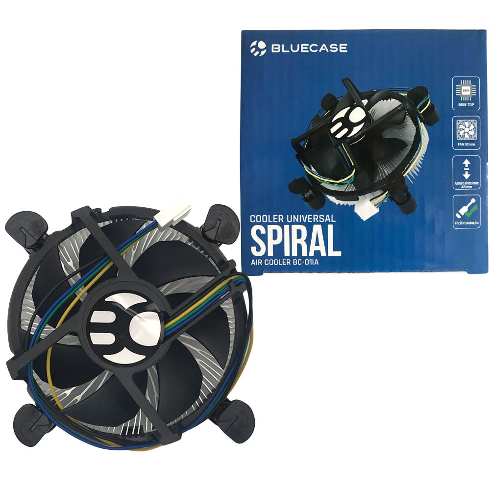 Cooler Universal Spiral - Intel Alumínio - 775/1155/1150/1156/1151 | Bluecase (BC-01IA)