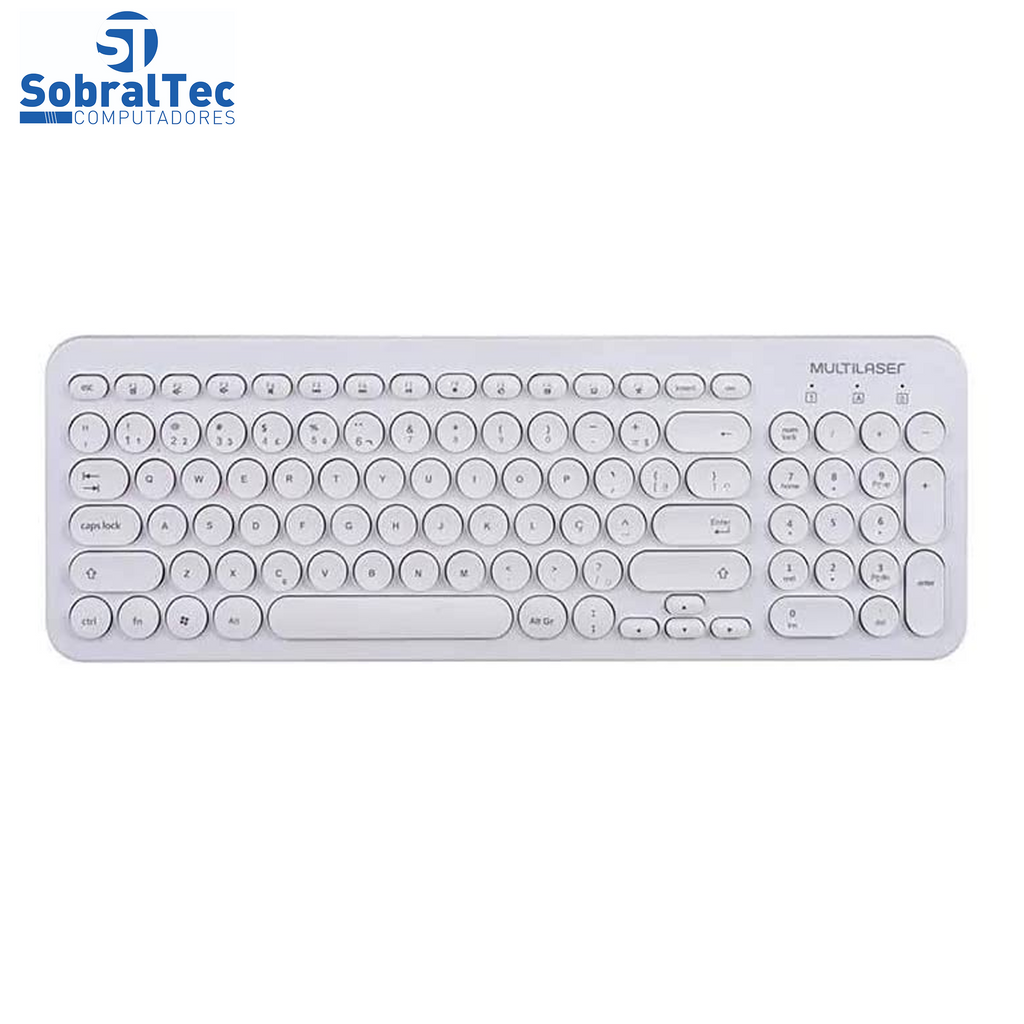 Teclado e Mouse Sem Fio Teclas Redondas Branco Usb Multilaser