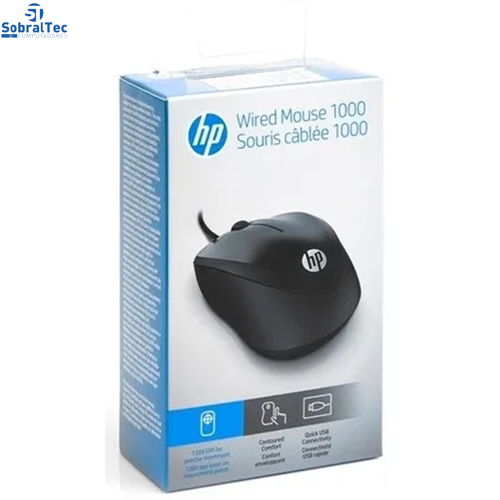 Mouse USB HP Óptico 1200DPI 1000 Preto