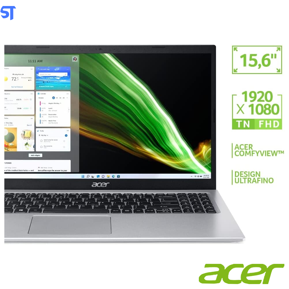 Notebook Acer Aspire 5 A515-56-32PG, Intel Core I3 11ª geração, 4GB, 256GB SDD, Windows11, Prata