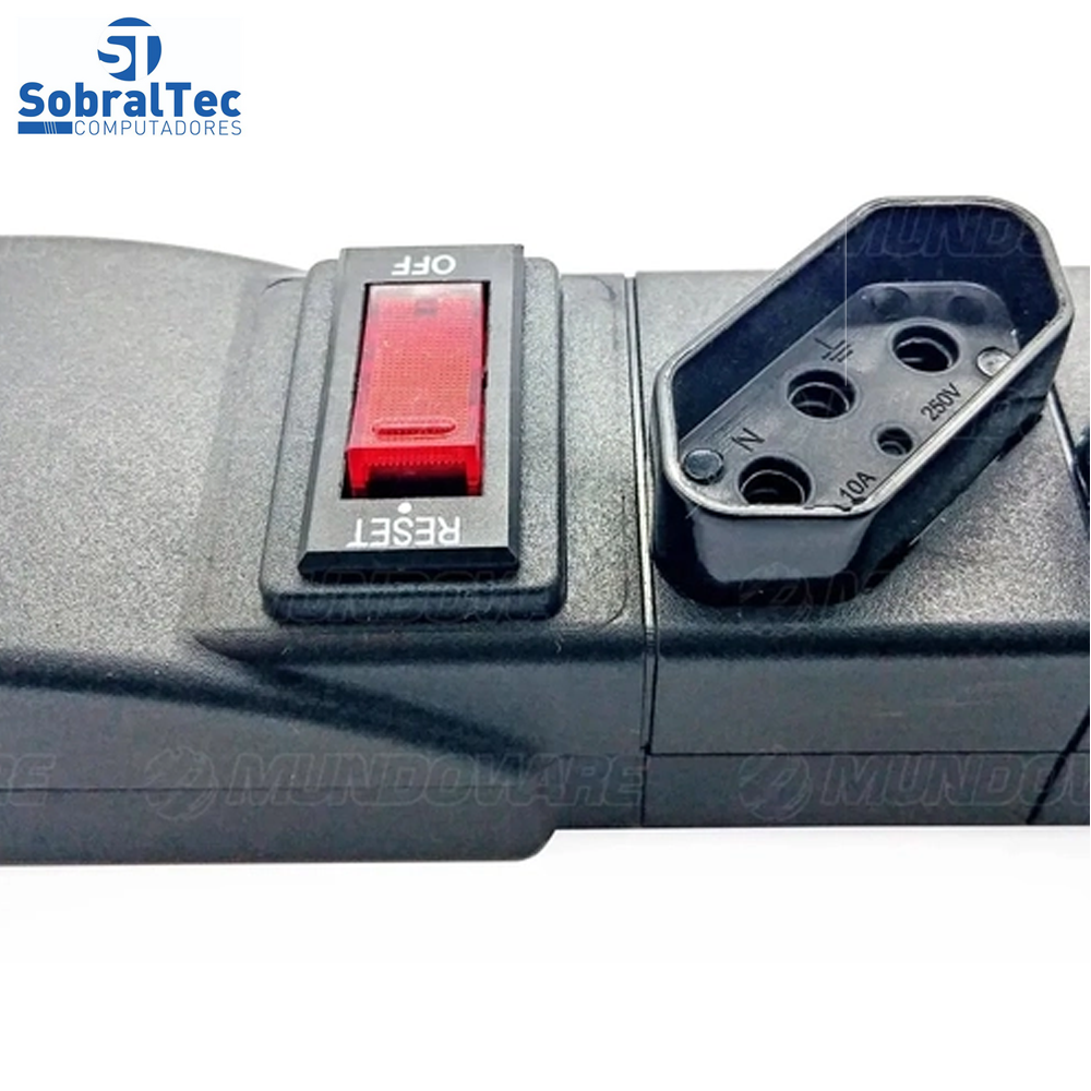 Protetor Eletrico Rearme Premium 6 Tomadas Com Cabo de 5 Metros -Emplac