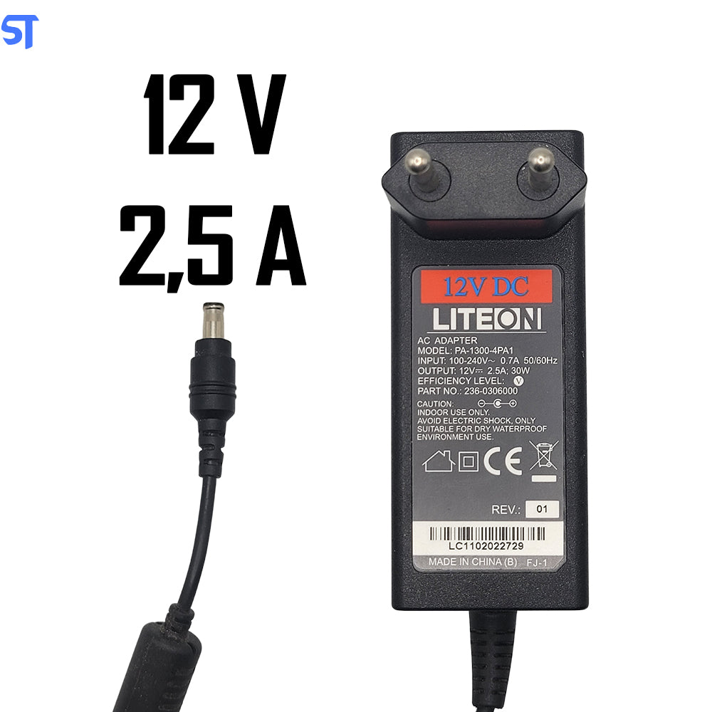Fonte de Alimentação LiteON 12V 2.5A 30W Pino 5,3mm x 3,2mm Modelo: PA-1300-4PA1