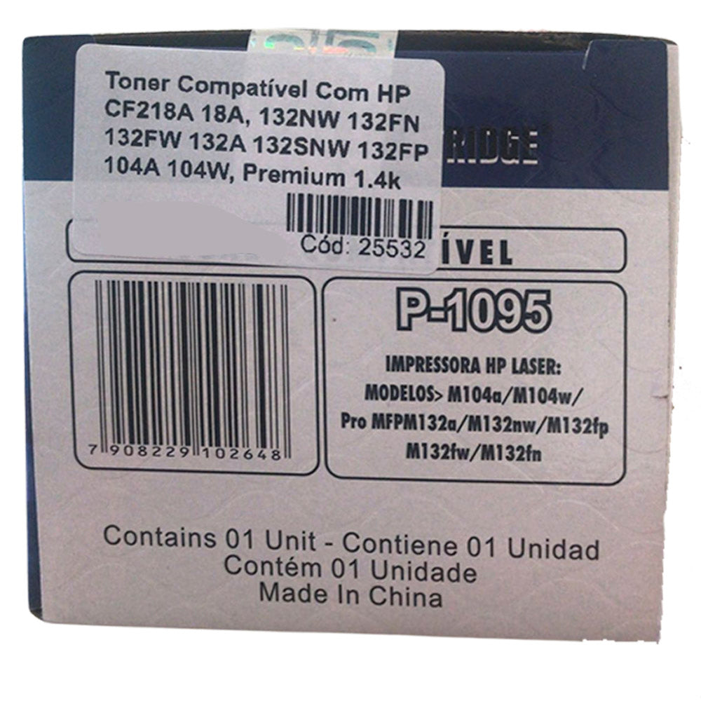 Toner Compatível Com HP CF218A 18A, 132NW 132FN 132FW 132A 132SNW 132FP 104A 104W, Premium 1.4k