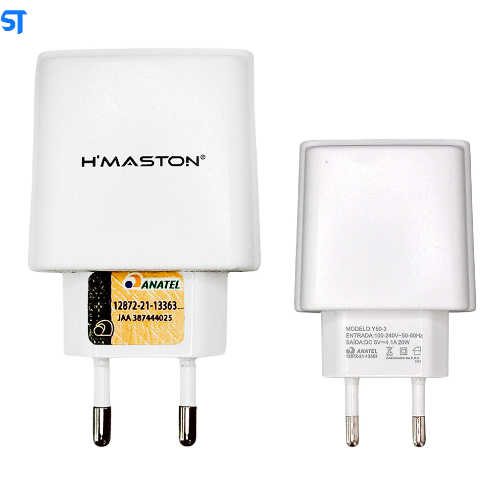 Carregador H'maston Charger Tipo-C - Duas Entradas Usb - 4.1A 1M - Y50-3