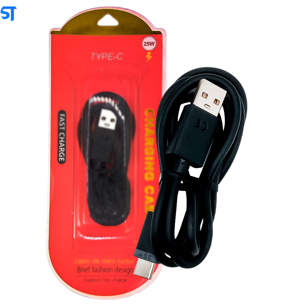 Cabo Motorola Carregamento Rápido Turbo USB á Tipo C 25W - Preto - Caixa Vermelha