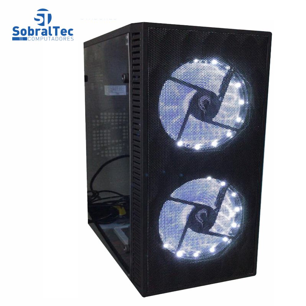 Gabinete Mini SobralTec Preto Com Lateral em Acrílico - Sem Fonte