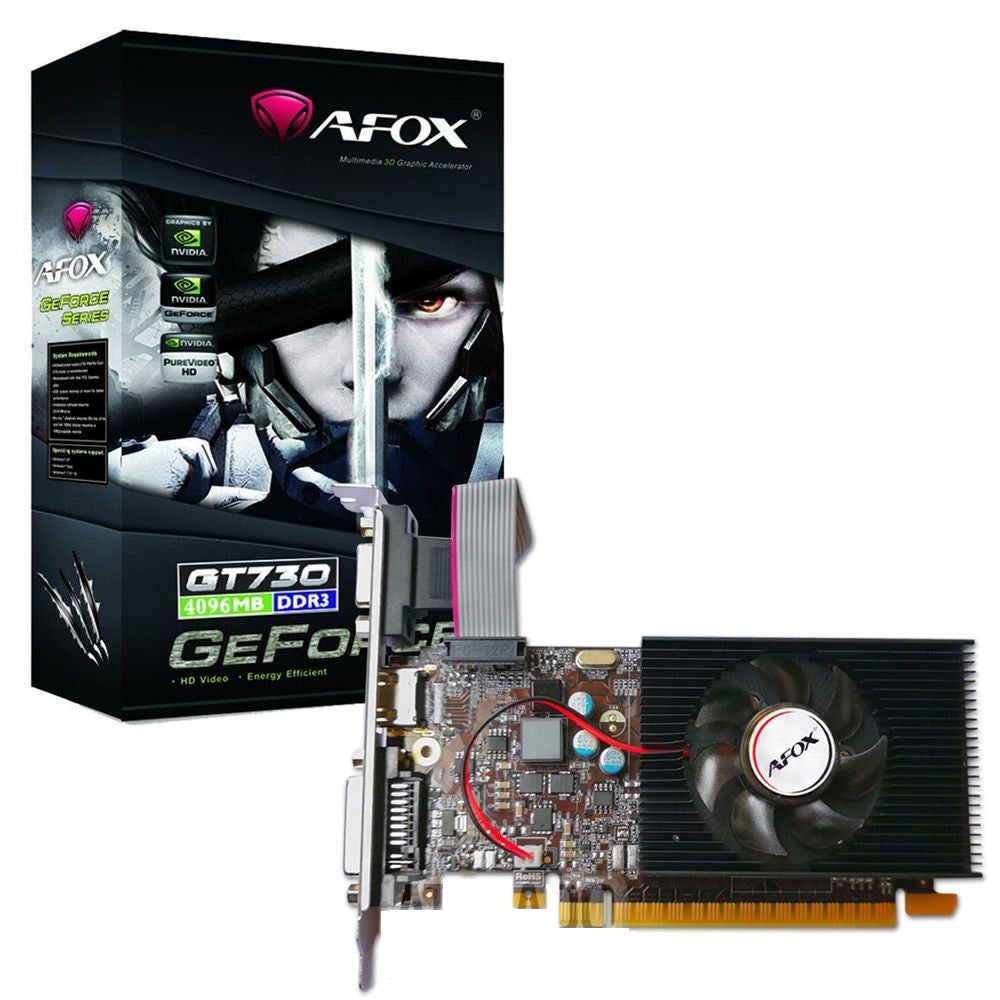 Placa de Vídeo Afox GT-730 4GB DDR3 / 64BIT / HDMI / DVI / VGA (AF730-4096D3L5)