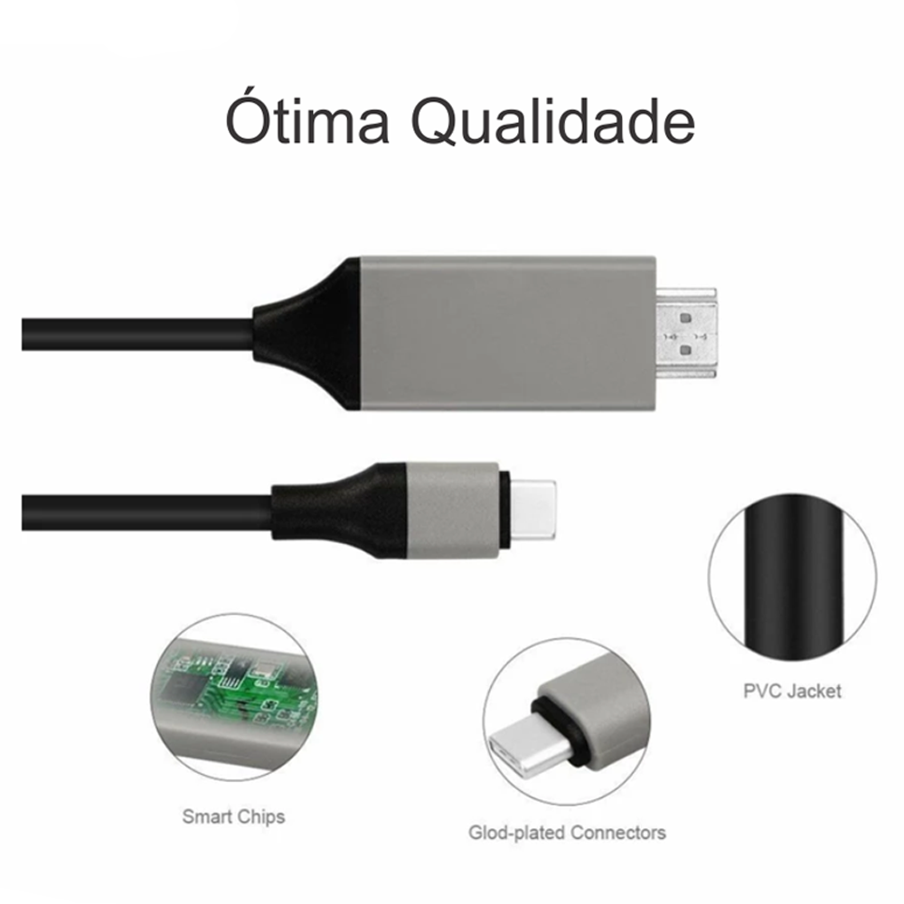 Cabo Adaptador Usb 3.1 Tipo C Macho 4K Para Hdmi Macho