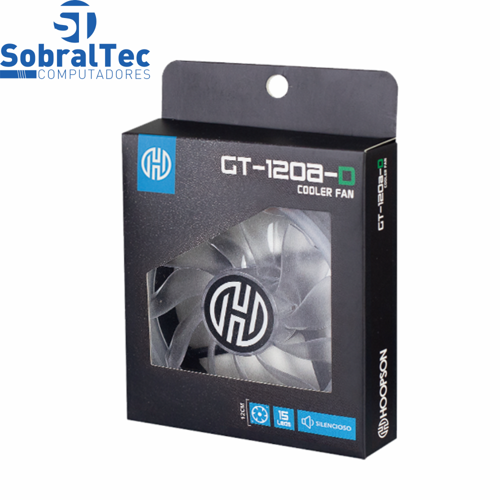 Cooler Fan 12cm Com 15 Leds 12V Hidráulico 1200Rpm Verde Hoopson GT-120A-D