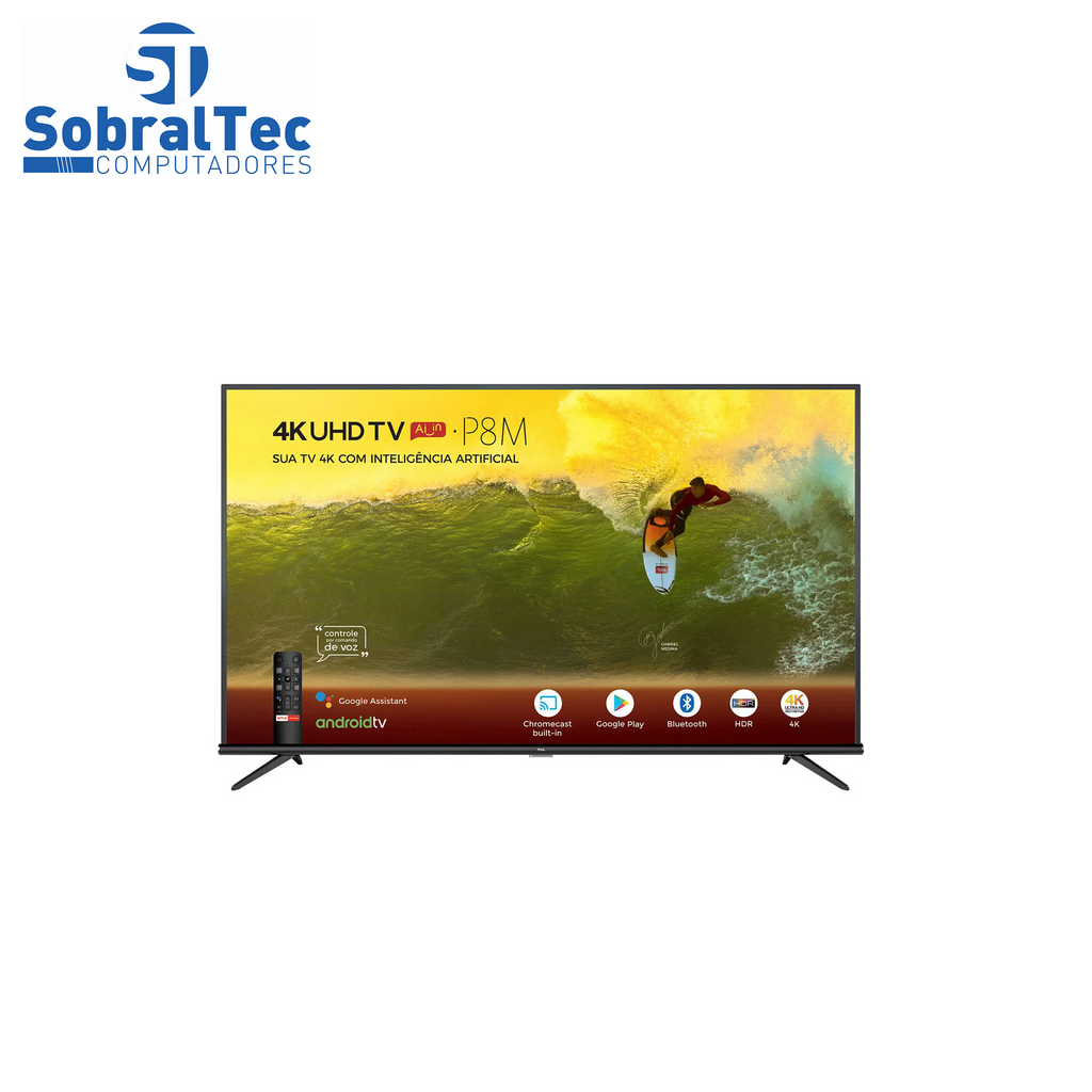 Smart TV 4K LED 65” SEMP TCL 65P8M Android Wi-Fi - Bluetooth HDR Inteligência Artificial 3 HDMI 2 USB