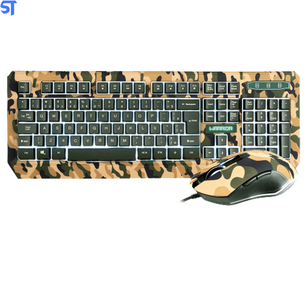 Combo Teclado e Mouse Gamer Warrior Kyler Army - TC249