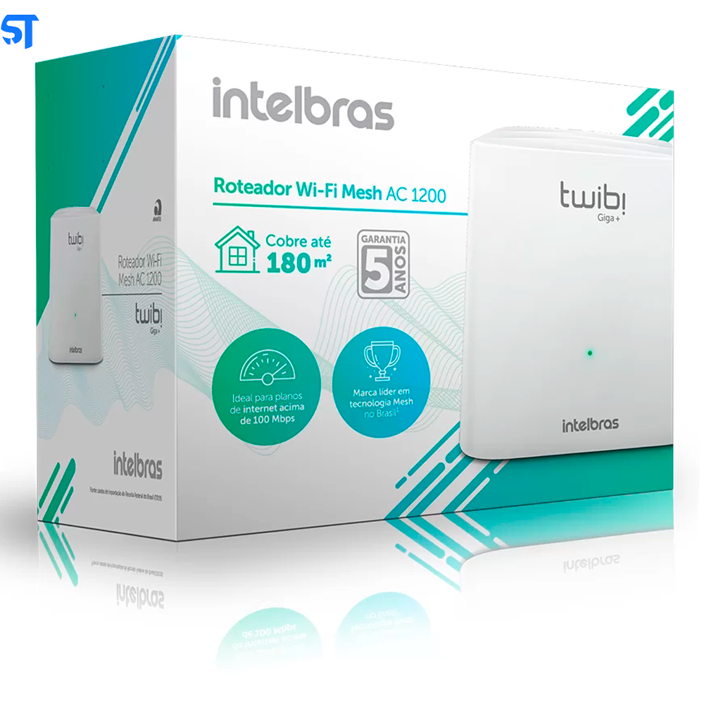 Roteador Wi-Fi Mesh Intelbras Twibi Giga+ AC1200 Dual Band Branco