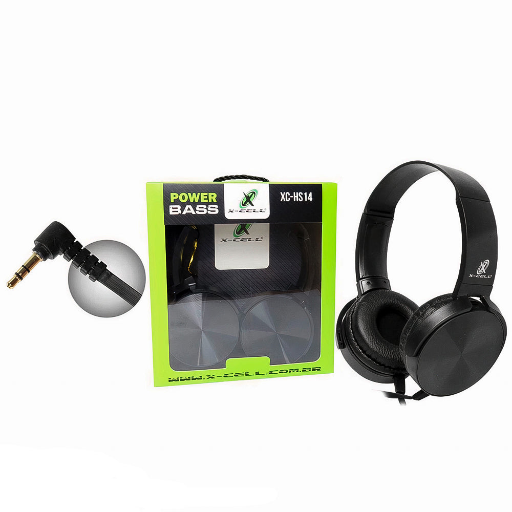 Fone de Ouvido Multímidia Headphone X-CELL Power Bass 1,5m Plug P2 XC-HS 14 - Preto
