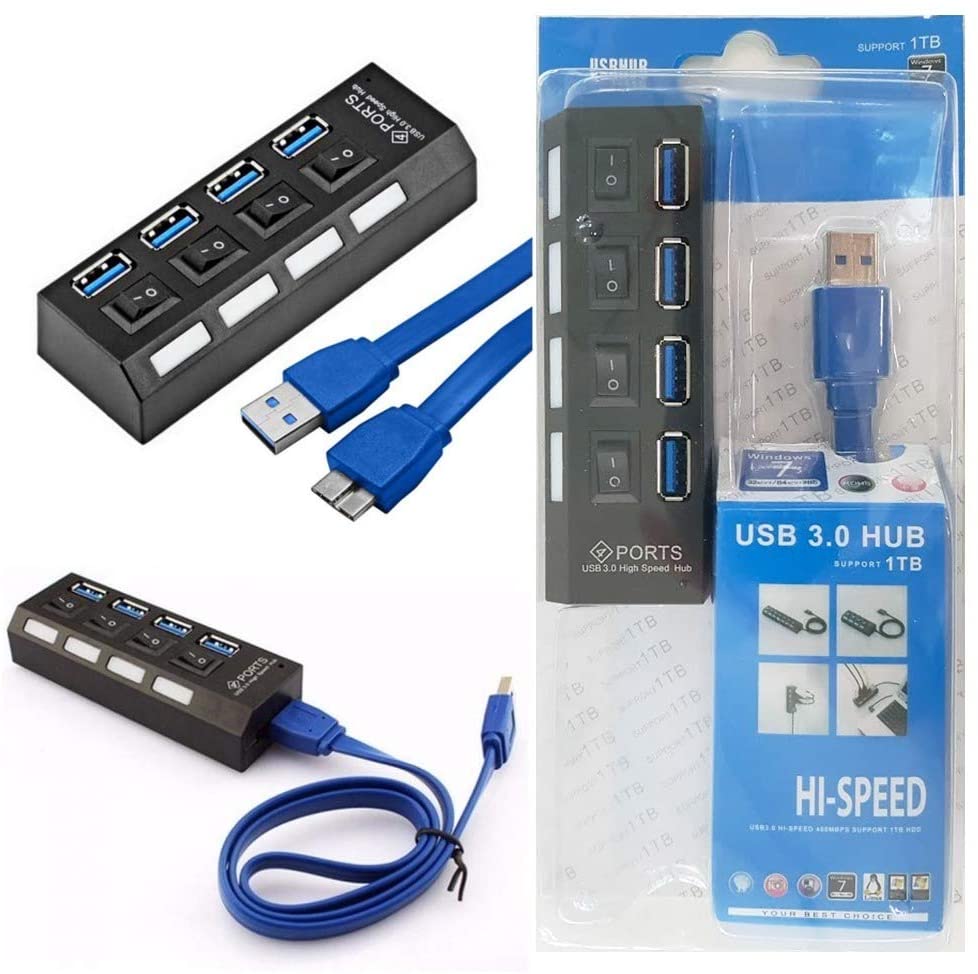 Hub Usb 3.0 Com 4 Portas High Speed 5 Gbps Com Teclas On/off - Exbom UH-401
