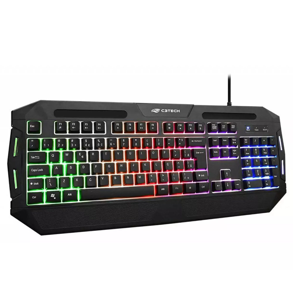 Teclado Gamer C3Tech, LED Multicolorido, USB, Anti-Ghosting, ABNT2, Preto - KG-80BK