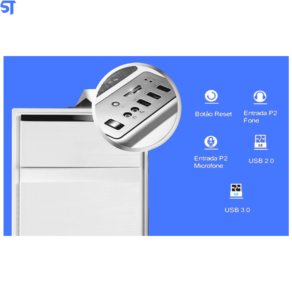 Gabinete Gamer Bg-015 Branco Bluecase - S/ Fonte / Usb 3.0 Frontal