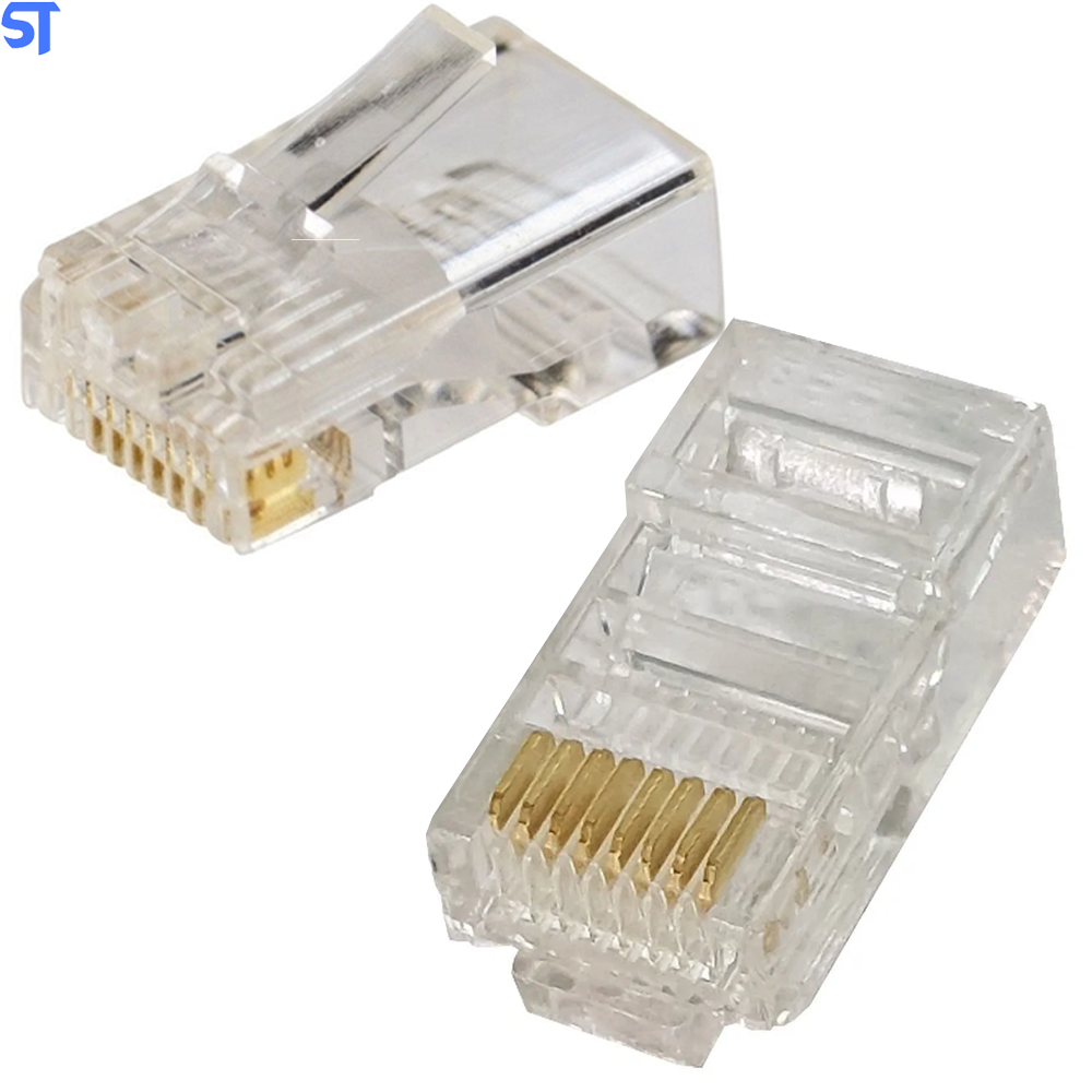 Conector Rj45 Cristal 8p8c Cat5e Exbom Suporta Gigabit Ethernet 30m Banhado de Ouro