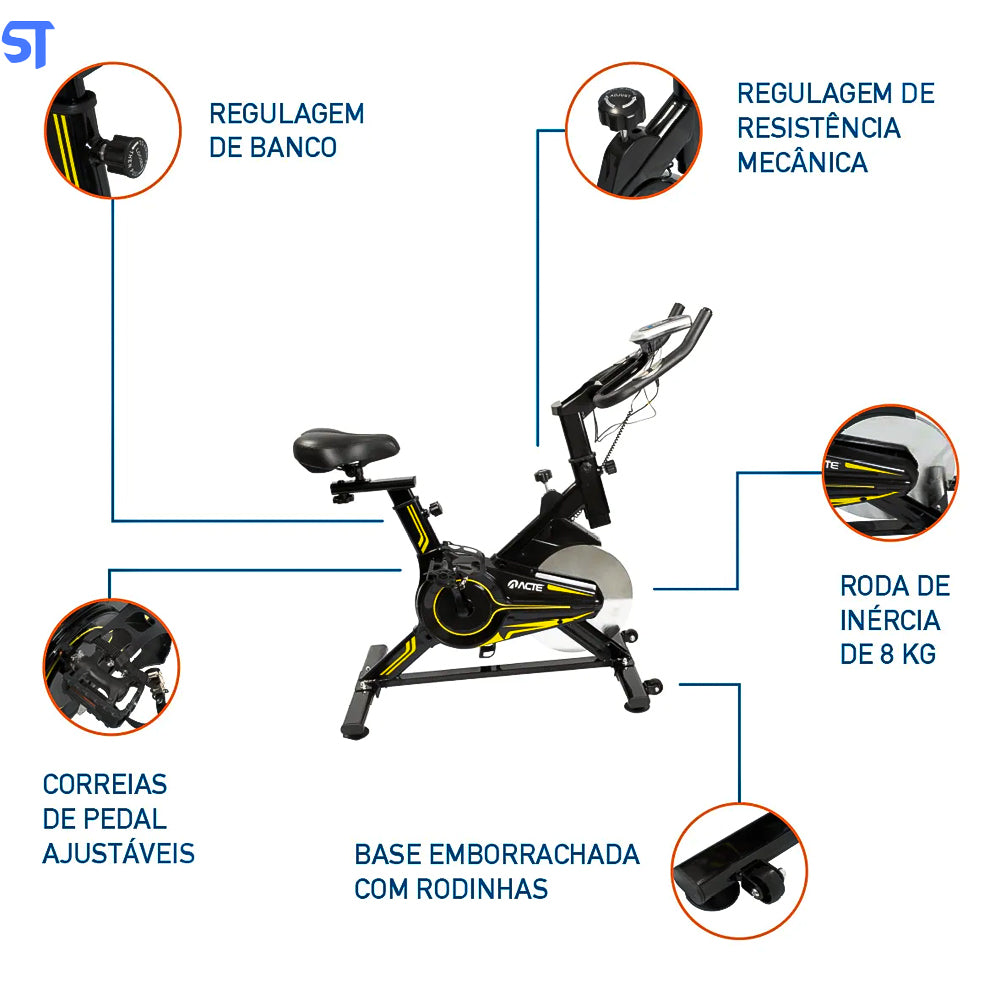 Bicicleta Ergométrica Spinning E16 Acte Sports